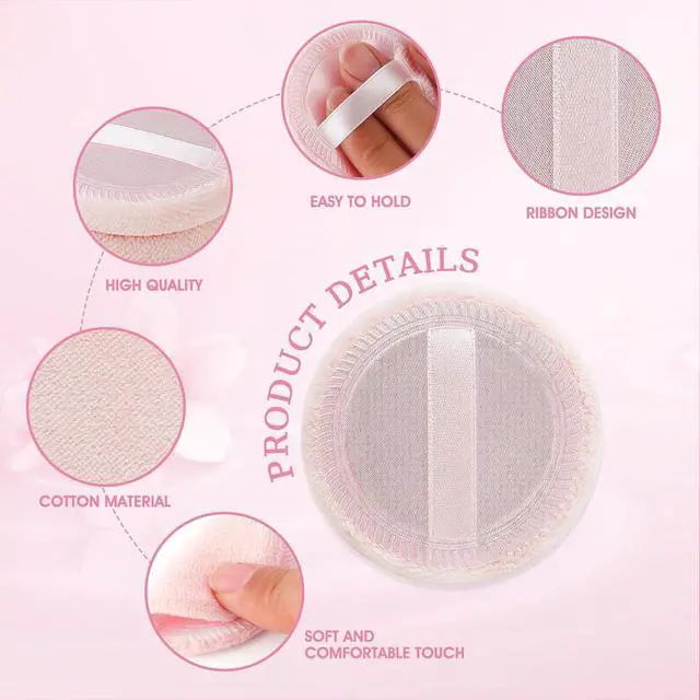 Alt view image 3 of 7 - 12 Pcs Round Puffs Setting 2.3'' Cotton Cosmetic Puffs Velour Face Makeup Compact Makeup Sponge Cushion Puff Loose Make Up Sponges for Foundation Setting Powder