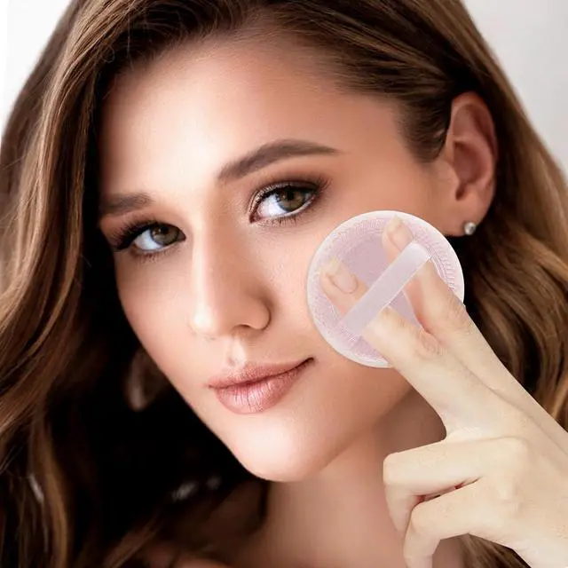 Alt view image 5 of 7 - 12 Pcs Round Puffs Setting 2.3'' Cotton Cosmetic Puffs Velour Face Makeup Compact Makeup Sponge Cushion Puff Loose Make Up Sponges for Foundation Setting Powder