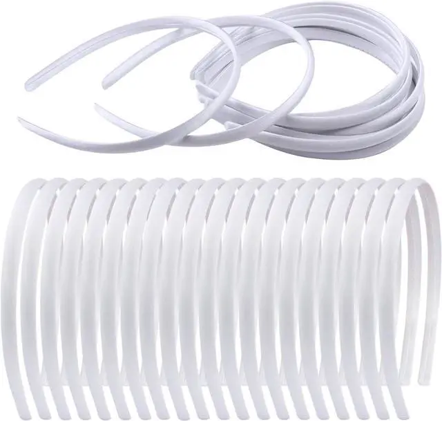 Main image of 20 PCS White Satin Covered Headbands for Girls Women Christmas Plain DIY Craft Head bands Plastic Thin Headband for Women(White)