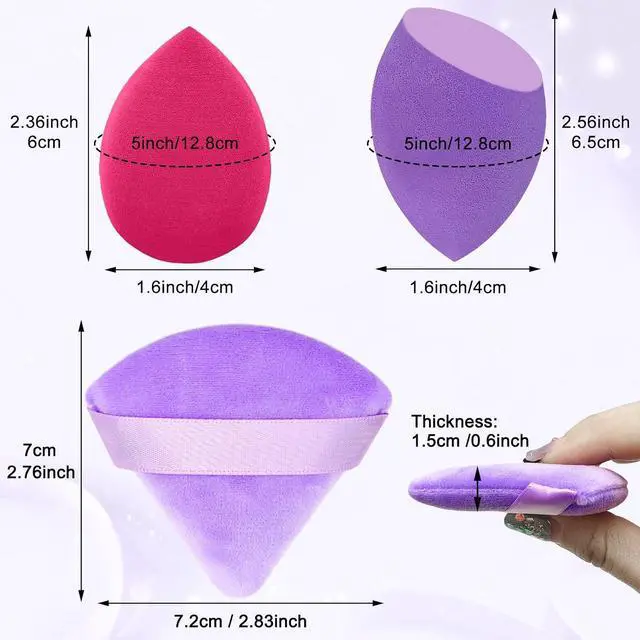 Alt view image 2 of 7 - 6+6 Professional Makeup Sponge Set,2.76 inch Portable Soft Setting Face Puffs Latex Free,Multicolor Makeup Blending Sponge Cosmetic Applicator for Loose Powder,Liquid,Facial Makeup Tools