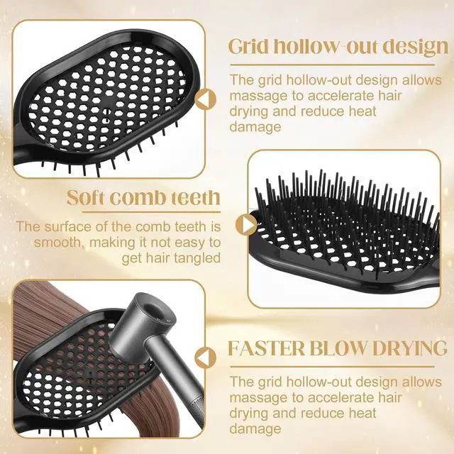 Alt view image 4 of 7 - 6Pcs Hair Brushes for Women Hair Comb Set Detangler Brush for Men and Women Wet Dry Curly Straight Hair
