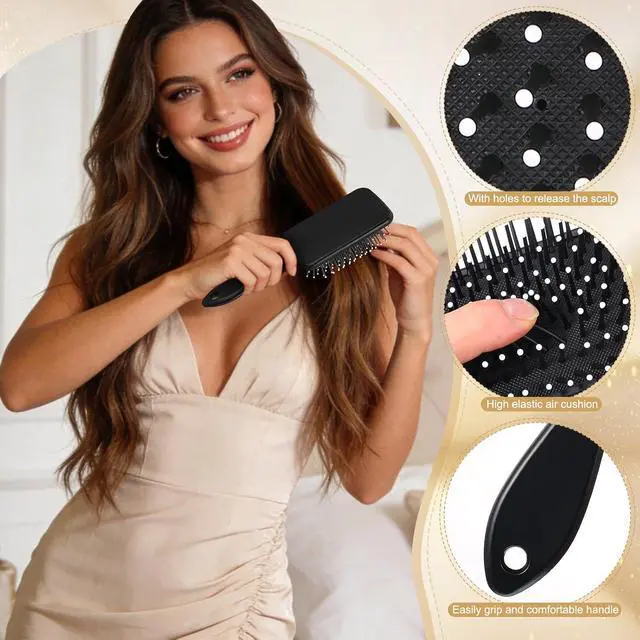 Alt view image 3 of 7 - 6Pcs Hair Brushes for Women Hair Comb Set Detangler Brush for Men and Women Wet Dry Curly Straight Hair