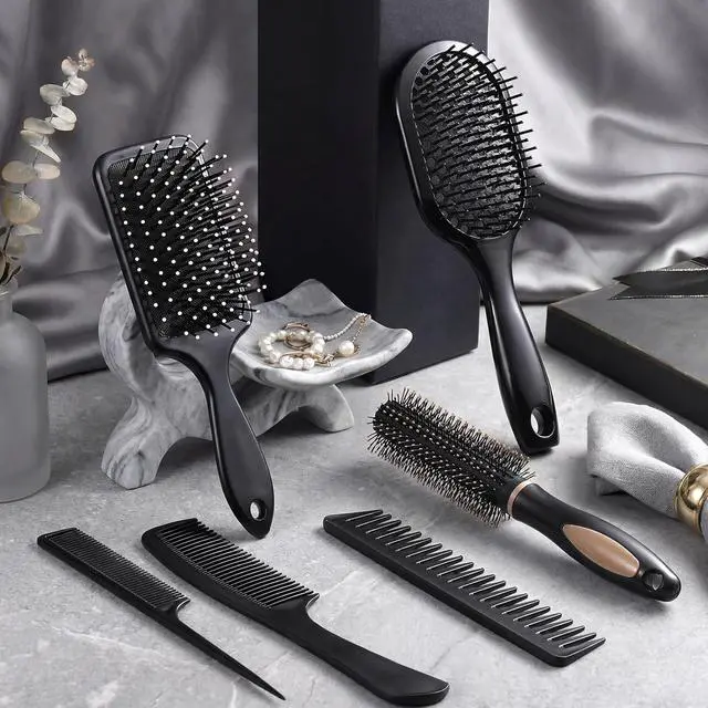 Alt view image 7 of 7 - 6Pcs Hair Brushes for Women Hair Comb Set Detangler Brush for Men and Women Wet Dry Curly Straight Hair