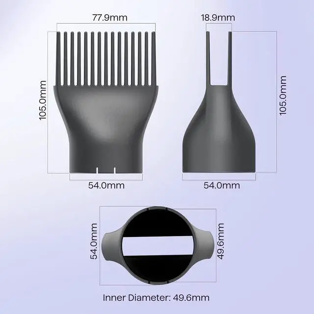 Alt view image 2 of 3 - Wavytalk Grey Comb Nozzle - Compatible with Wavytalk Blown Away Ionic Hair Dryer (Fits 49.6mm Internal Diameter)