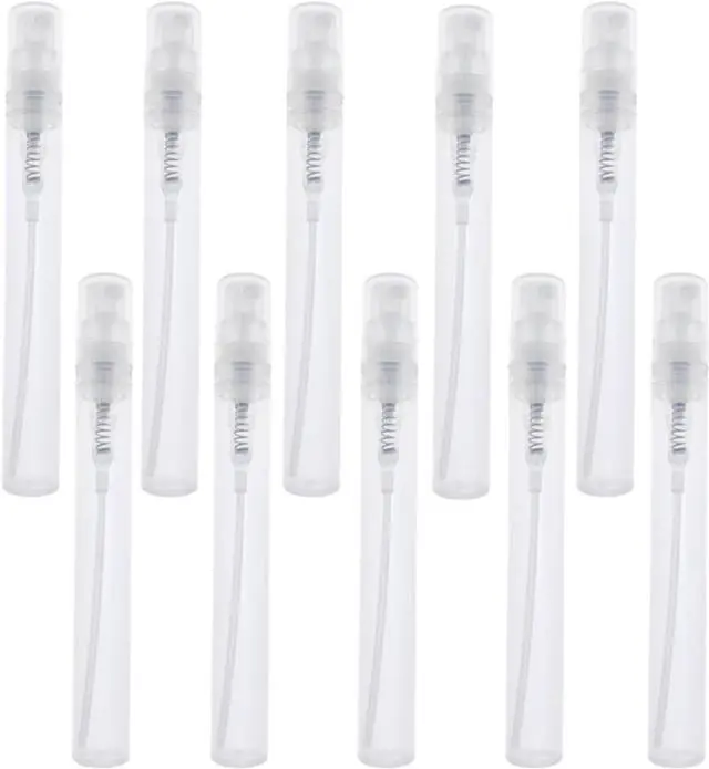 Main image of RIKWOG 10pcs Mini Spray Bottles, 5ml Plastic Refillable Empty Fine Mist Perfume Bottles Portable Sample Spray Containers for Travel Party Cosmetic Makeup Tool, Clear