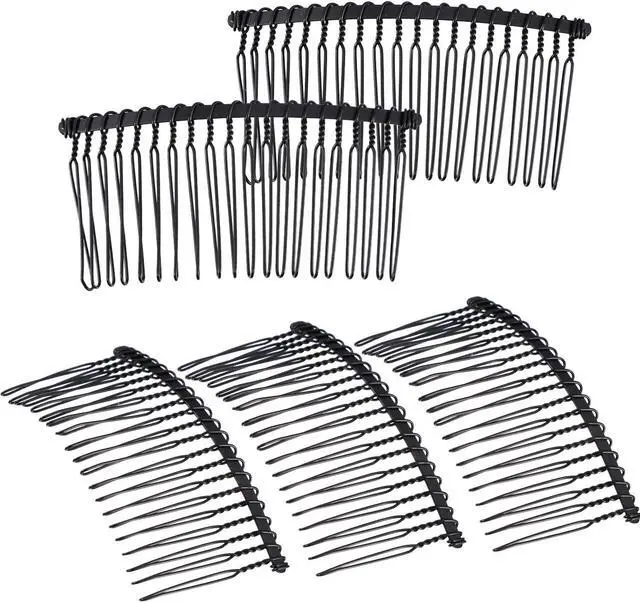 Main image of Hicarer 5 Pcs Black Metal Wire Hair Combs, 20 Teeth Wire Twist Bridal Wedding Veil Combs