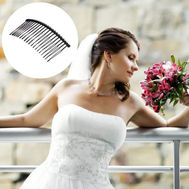 Alt view image 5 of 6 - Hicarer 5 Pcs Black Metal Wire Hair Combs, 20 Teeth Wire Twist Bridal Wedding Veil Combs