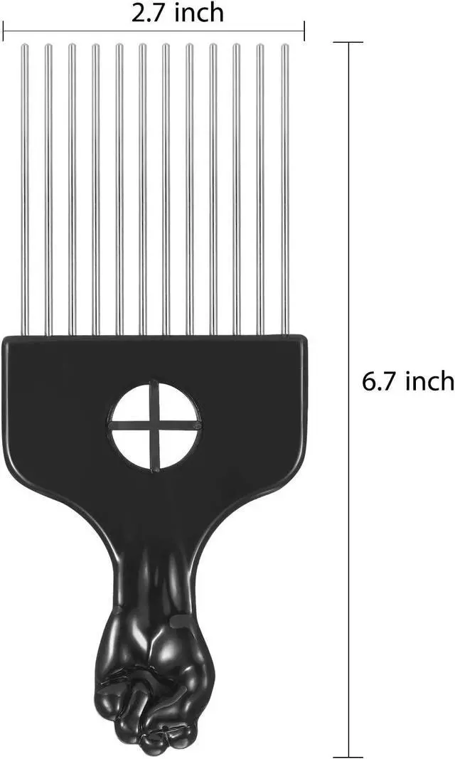 Alt view image 3 of 7 - Boao 3 Packs Metal Hair Pick Afro Pick Comb Wig Braid Detangle Styling Lift Comb Tool for Women, Men Curly Hair Styling