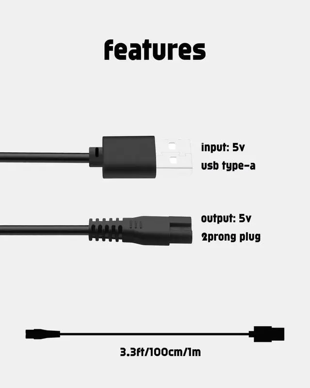 Alt view image 5 of 6 - uijino Saffory Dog Paw Trimmer Cord for Saffory Paw Trimmer | 3.3ft USB Charging Cable, Certified by FCC CE, Fast Charging, Portable & Durable, for Pets Grooming Kit, 1 Cleaning Brush