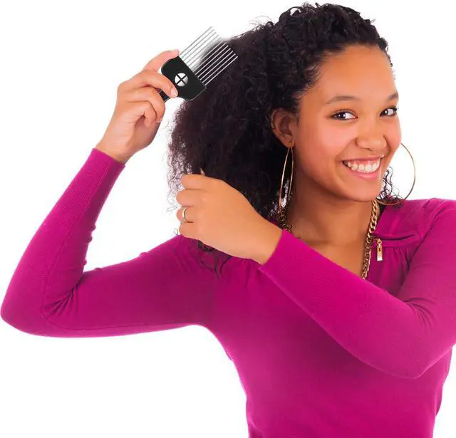 Alt view image 6 of 7 - Boao 3 Packs Metal Hair Pick Afro Pick Comb Wig Braid Detangle Styling Lift Comb Tool for Women, Men Curly Hair Styling