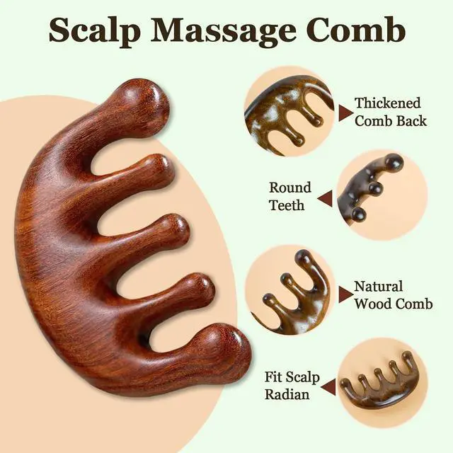 Alt view image 2 of 7 - FIRSTPELLA Sandalwood Scalp Detox Comb Set - Tooth Wooden Massage Comb for Hair Growth, Loc Comb Wide Tooth Combs with Gift Bag (Daily Scalp Care Sisterlocks Maintenance)