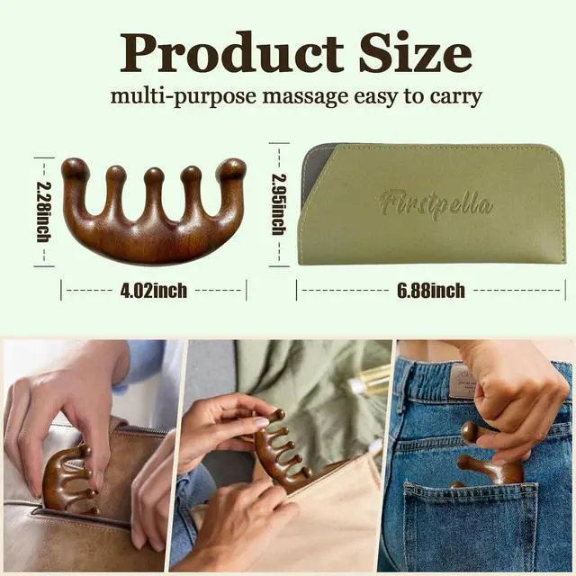 Alt view image 5 of 7 - FIRSTPELLA Sandalwood Scalp Detox Comb Set - Tooth Wooden Massage Comb for Hair Growth, Loc Comb Wide Tooth Combs with Gift Bag (Daily Scalp Care Sisterlocks Maintenance)