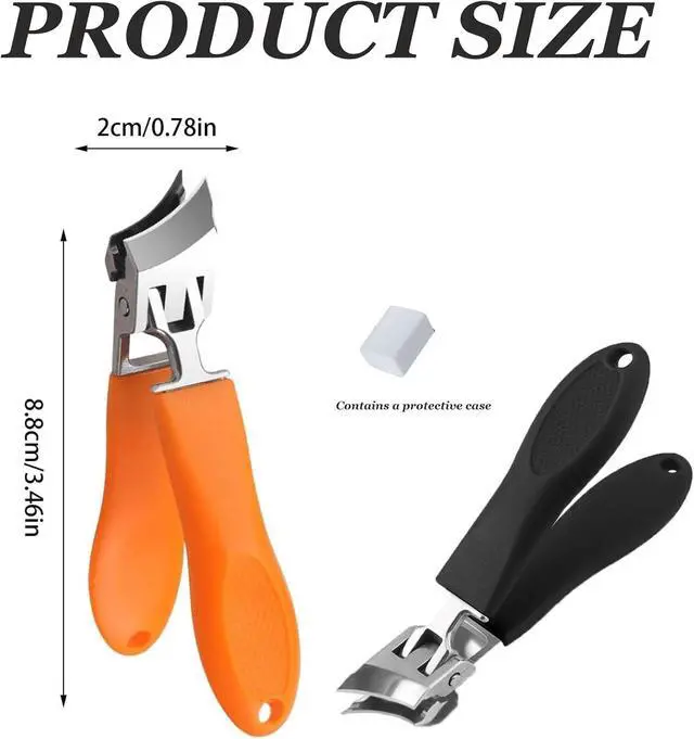 Alt view image 2 of 5 - 2PCS Wide Jaw Opening Anti-Splash Slanted Nail Clipper | Slanted Nail Clippers, Ingrown Nail Clippers Toenail Clippers for Women and Men (Orange Black)