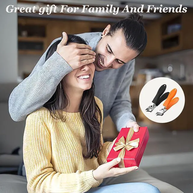 Alt view image 3 of 5 - 2PCS Wide Jaw Opening Anti-Splash Slanted Nail Clipper | Slanted Nail Clippers, Ingrown Nail Clippers Toenail Clippers for Women and Men (Orange Black)