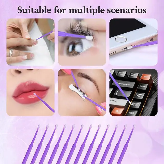 Alt view image 3 of 7 - 300 Count Disposable Micro Applicator Brush for Eyelash Extension, Micro Swabs Mascara Wands for Makeup Application - 3 Colors