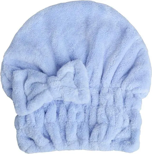Main image of HOPESHINE Microfiber Hair Towel Cap for Women Wet Short or Long Curly Hair Super Absorbent Quick Dry Turbans Anti Frizz Great Gift for Women and Girls (Blue, 1)
