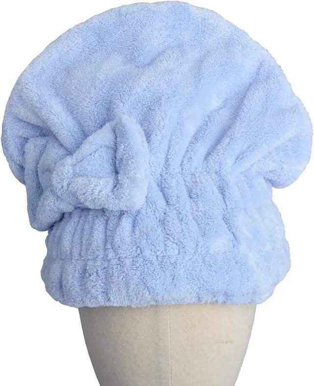 Alt view image 2 of 4 - HOPESHINE Microfiber Hair Towel Cap for Women Wet Short or Long Curly Hair Super Absorbent Quick Dry Turbans Anti Frizz Great Gift for Women and Girls (Blue, 1)
