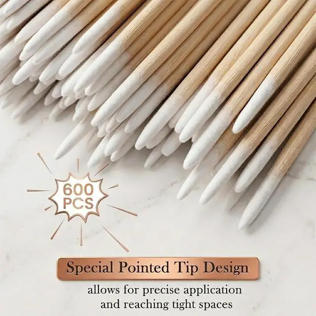 Alt view image 4 of 7 - 600 PCS Dual-Tip Pointed Cotton Swabs for Nails and Makeup | Mini Precision Micro Cotton Swabs with Wooden Sticks for Nail Polish Edge Clean Up, Beauty Touch-Ups and Detail Cleaning