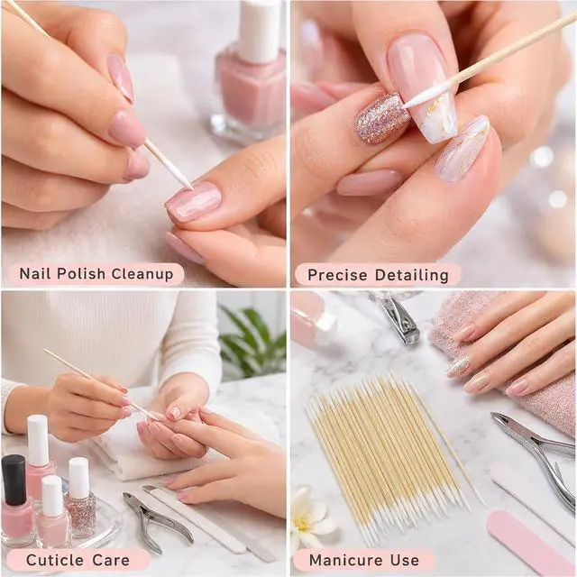 Alt view image 2 of 7 - 600 PCS Dual-Tip Pointed Cotton Swabs for Nails and Makeup | Mini Precision Micro Cotton Swabs with Wooden Sticks for Nail Polish Edge Clean Up, Beauty Touch-Ups and Detail Cleaning