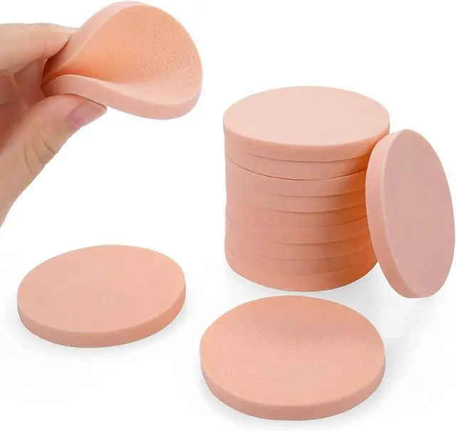 Alt view image 4 of 7 - Molain Round Sponge Puff Set,12 Pcs 2.2 Inch Facial Powder Puffs Foam Sponges For Liquid Foundation Makeup, Facial Cleansing