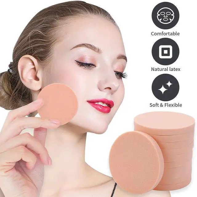 Alt view image 7 of 7 - Molain Round Sponge Puff Set,12 Pcs 2.2 Inch Facial Powder Puffs Foam Sponges For Liquid Foundation Makeup, Facial Cleansing