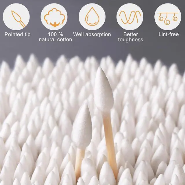 Alt view image 2 of 7 - Eyxformula Pointed Tip Cotton Swabs, 500 Count Double Precision Tips | FSC Certified Bamboo Sticks, Pointy Swabs for Makeup & Nail Polish Touch-ups, Cosmetic, Crafts, Piercing, Detailed Cleaning