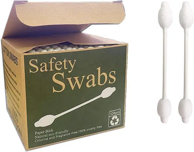 Main image of Safety Cotton Swabs with Large Tip 216PCS,Baby Cotton Buds With Natural Paper Stick For Newborn,Kids