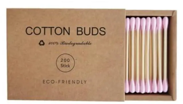 Main image of Pink Cotton Swabs 200pcs Natural Cotton Buds Biodegradable Organic Double Tips for Ear Wax Removal (200PCs,Pink) | for Makeup Touch-Ups & Everyday Beauty Care, Gentle on Sensitive Skin