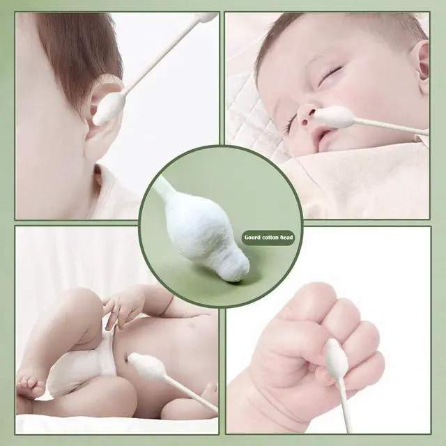 Alt view image 6 of 6 - Safety Cotton Swabs with Large Tip 216PCS,Baby Cotton Buds With Natural Paper Stick For Newborn,Kids