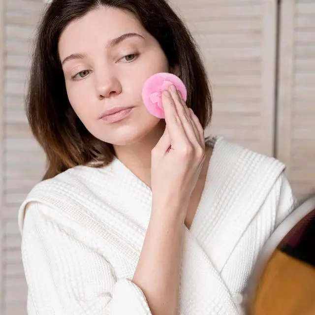 Alt view image 7 of 7 - Large Fluffy Powder Pad, 2Pcs 3.5 Inch Body Dusting Puffs | 1.2in Thickened Fluffy Puffs,Washable Reusable Soft Body Powder Pad, Wet And Dry Dual Use, Powder Loose Puff, Cute Bow Handle