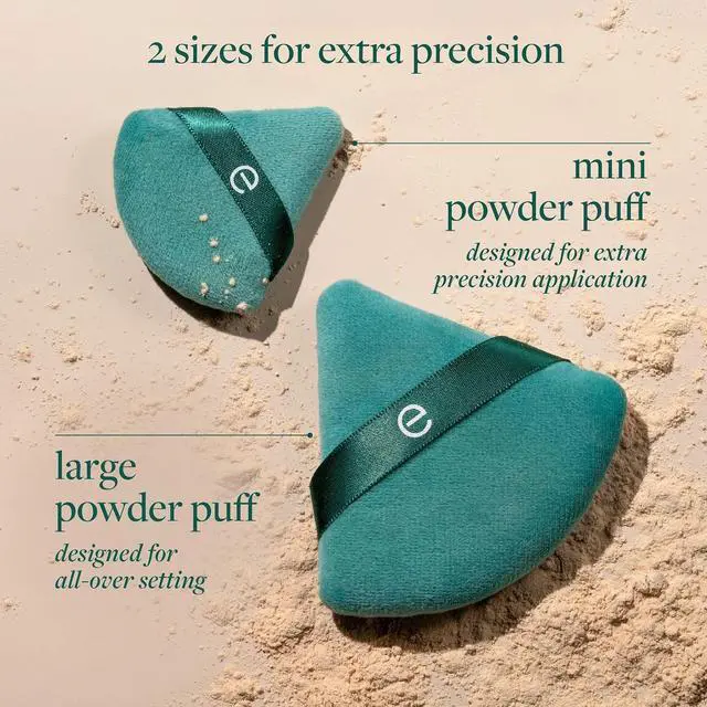 Alt view image 2 of 7 - EcoTools Powder Puff Duo, Full-Size & Mini Powder Puff Set | Precise setting with a face powder puff duo for loose or pressed powder, small powder puff, triangle shape and finger band