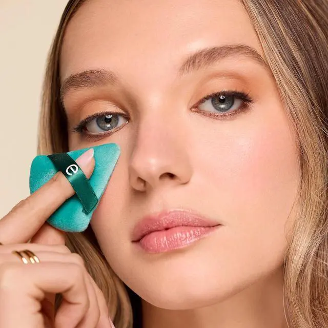 Alt view image 4 of 7 - EcoTools Powder Puff Duo, Full-Size & Mini Powder Puff Set | Precise setting with a face powder puff duo for loose or pressed powder, small powder puff, triangle shape and finger band