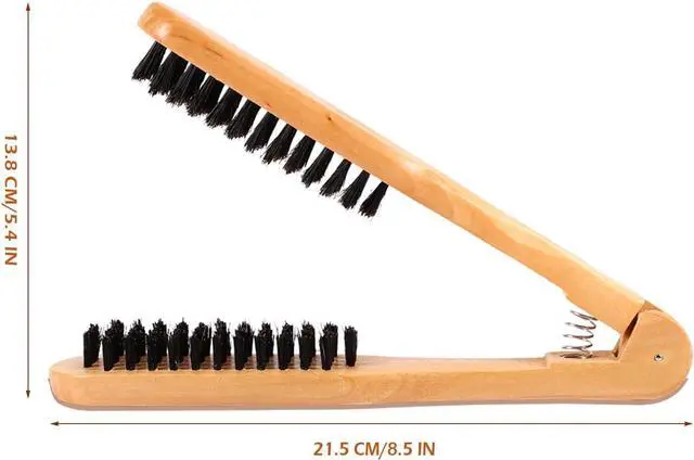Alt view image 5 of 7 - Wooden Hair Straightening Brush Comb, Double Sided Bristle Brush, Clamp Hair Straightenner for Smoothing and Straightening, Professional Hairdressing Anti-static Comb