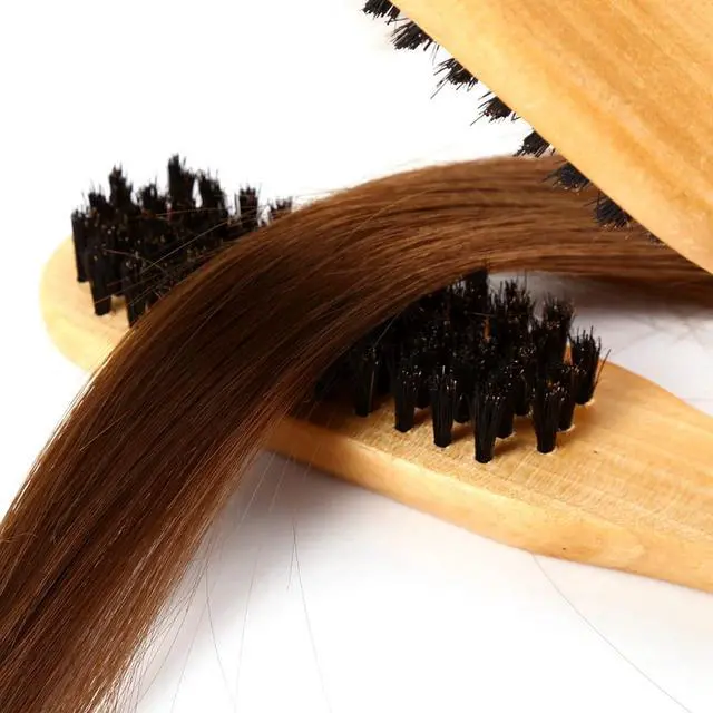 Alt view image 7 of 7 - Wooden Hair Straightening Brush Comb, Double Sided Bristle Brush, Clamp Hair Straightenner for Smoothing and Straightening, Professional Hairdressing Anti-static Comb