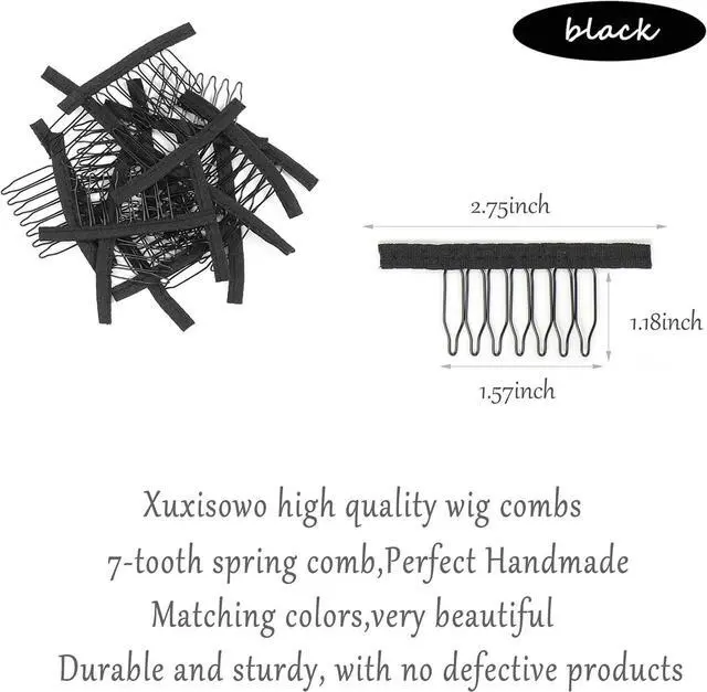 Alt view image 2 of 6 - 30 Pcs Wig Clips Wig Combs to Secure Wig 7-Teeth Wig Combs for Making Wig Caps (30 pcs, Black)