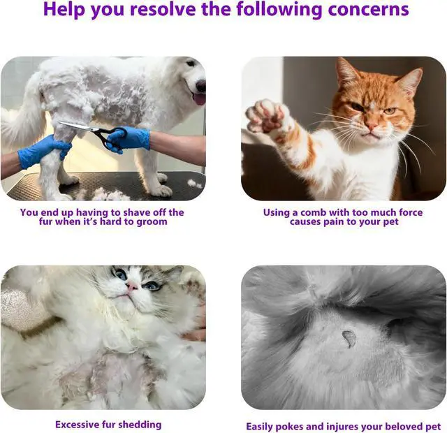 Alt view image 6 of 7 - 2Pcs Knotting Comb for Cats,Pet Knotting Comb, Matted Fur Remover | Cat Comb for Matted Hair,Pet Hair Removal Tool,Dematting Comb for Cats, Cat Dog Grooming Supplies