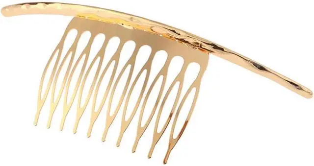 Alt view image 2 of 4 - 2Pcs French Twist 10 Teeths Comb Alloy Metal Bridal Wedding Hair Side Comb Headpiece Hair Jewellery Fashion Accessory for Women Girls, Gold and Silver