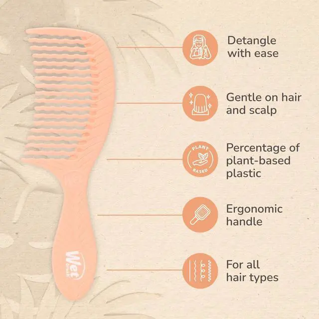 Alt view image 3 of 7 - Wet Brush Go Green Coconut Oil Infused Treatment Comb - Wide Tooth Hair Detangler with WaveTooth Design that Gently and Glides Through Tangles - No Split Ends and No Damage