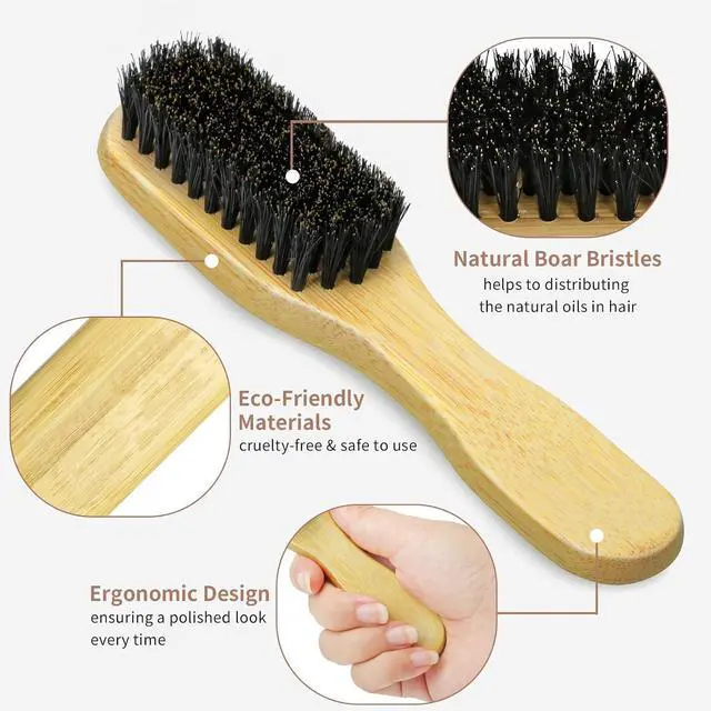 Alt view image 2 of 7 - Slick Back Hair Brush, Mini Boar Bristle for Baby Hair, Edges, Ponytails | Soft Bristles Lay Down Edges & Baby Hair Small Travel Size, Polishes & Smooths Frizz Ideal for Sleek Ponytails & Buns