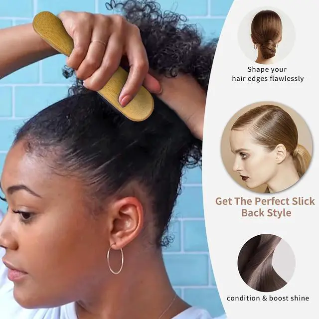 Alt view image 3 of 7 - Slick Back Hair Brush, Mini Boar Bristle for Baby Hair, Edges, Ponytails | Soft Bristles Lay Down Edges & Baby Hair Small Travel Size, Polishes & Smooths Frizz Ideal for Sleek Ponytails & Buns