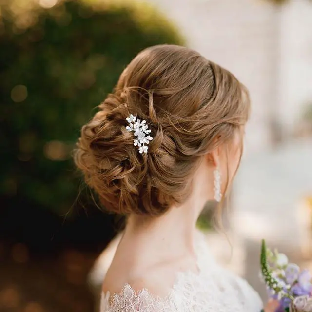 Alt view image 6 of 7 - Bridal Pearl Hair Comb Silver Wedding Hair Accessories with Butterfly Pearl | Wedding Bridal Hair Comb Pearl Hair Accessories for Bride and Bridesmaids (Silver)