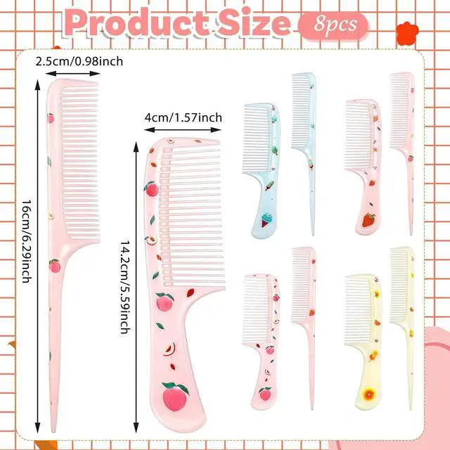 Alt view image 2 of 7 - 8pcs Toddler Comb Cute Hair Comb Set Portable Baby Hair Combs Mini Combs Rat Tail Hairs Styling for All Hair-Types of Women, Girls