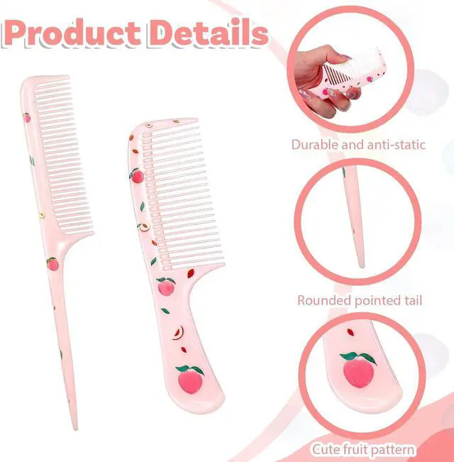 Alt view image 5 of 7 - 8pcs Toddler Comb Cute Hair Comb Set Portable Baby Hair Combs Mini Combs Rat Tail Hairs Styling for All Hair-Types of Women, Girls