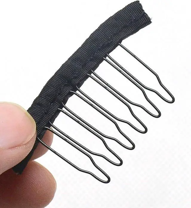 Main image of 12Pcs Black 6 Teeth Wig Comb Clips for Synthetic Wig Hairpiece | 6-Tooth Wig Comb Clips, Firm Hold, Fit Synthetic Wigs, Wig Caps and Hairpieces, Essential Supplies for Wig Making
