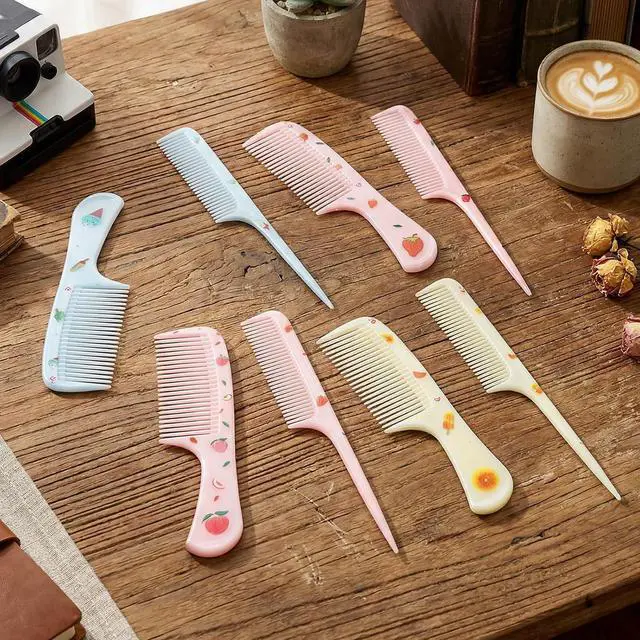 Alt view image 3 of 7 - 8pcs Toddler Comb Cute Hair Comb Set Portable Baby Hair Combs Mini Combs Rat Tail Hairs Styling for All Hair-Types of Women, Girls