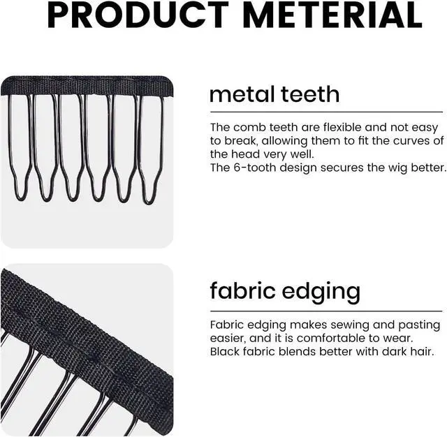 Alt view image 3 of 7 - 12Pcs Black 6 Teeth Wig Comb Clips for Synthetic Wig Hairpiece | 6-Tooth Wig Comb Clips, Firm Hold, Fit Synthetic Wigs, Wig Caps and Hairpieces, Essential Supplies for Wig Making