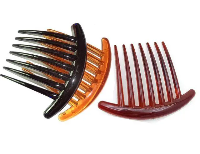 Alt view image 5 of 5 - Women's French Twist Combs Plastic Side Hair Comb with Seven Tooth - Set of 6 (3 Colors, Each 2pcs)