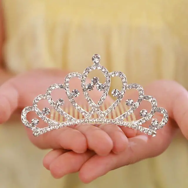 Main image of JWICOS Mini Princess Comb Silver Crystal Hair Comb Rhinestone Hair Accessories Comb Headband Decorations for Women