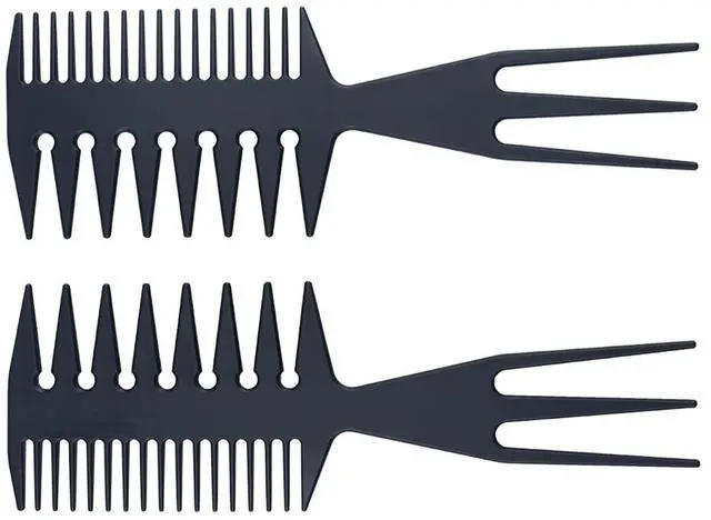 Alt view image 4 of 6 - Slicked-back Combs 3 in 1 Fish Tail Bone Shape Hair Extensions Detangling Styling Coloring Comb for Salon Barbers Mohawk Undercut Bowl Cut Quiff