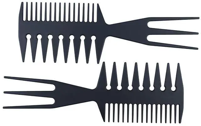 Alt view image 5 of 6 - Slicked-back Combs 3 in 1 Fish Tail Bone Shape Hair Extensions Detangling Styling Coloring Comb for Salon Barbers Mohawk Undercut Bowl Cut Quiff